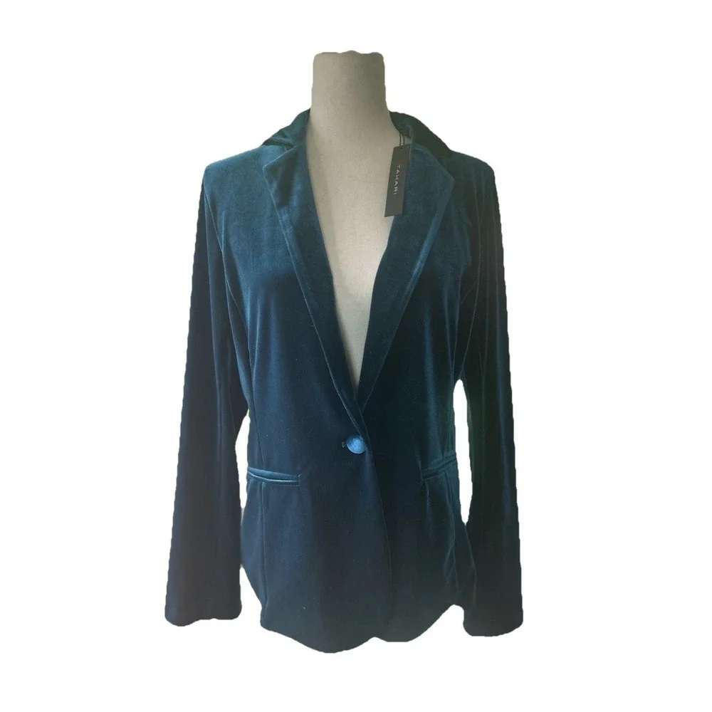 TAHARI Jewel Tone Velvet Blazer Jacket Whimsigoth Dark Romantic Victorian Large - Picture 4 of 9